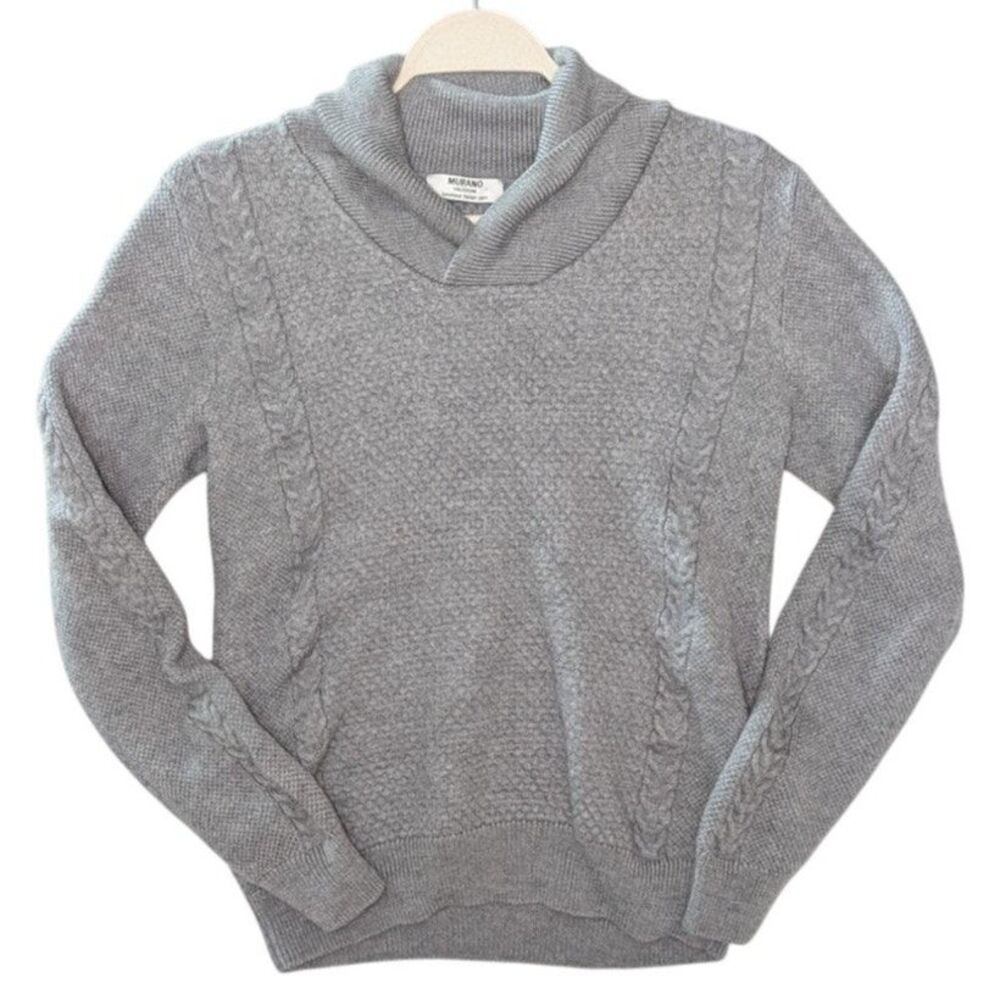 Murano Collezione sweater Sz M gray 100% murano wool cable knit Italian yarn